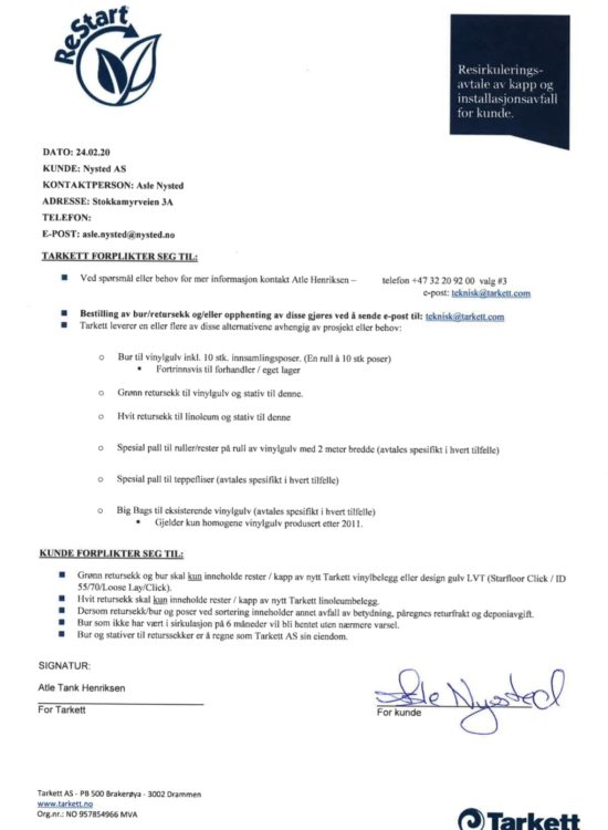 Re start resirkulering tarkett Re start resirkulering tarkett