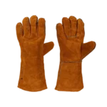 Varmebestandige hansker i kraftig semsket skinn – trygg håndtering av bålpanne, grill og varme flater. Komfortabelt fôr og solid grep