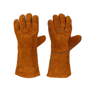 Varmebestandige hansker i kraftig semsket skinn – trygg håndtering av bålpanne, grill og varme flater. Komfortabelt fôr og solid grep