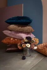 Cilla putetrekk i fløyel med blomstermønster