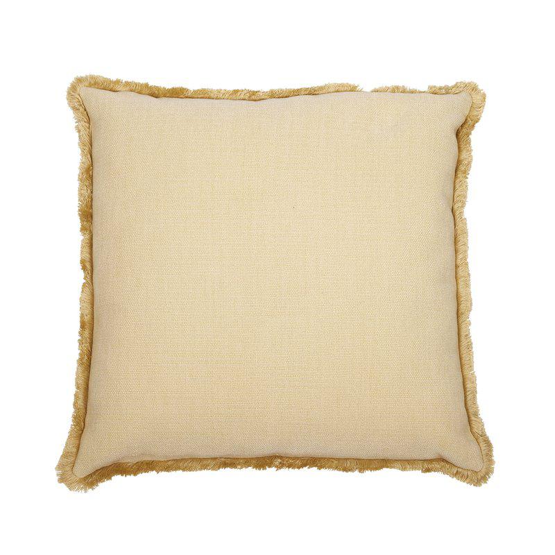 Danny putetrekk fra Fondaco i fargen lin. Forsiden er i rustikk chenille og baksiden i myk velur, med en stilren frynsekant rundt hele puten