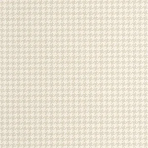 Klassisk hundetannmønstret/houndstooth tapet fra Casadeco på en stuevegg, kombinert med moderne interiør