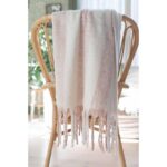 Fondaco Mia stripete pledd med frynser i ullblanding