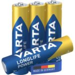 4-pakning Varta AAA High Energy alkaliske batterier.