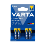 4-pakning Varta AAA High Energy alkaliske batterier.