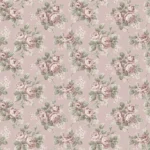 Helena romantisk, blomstret fibertapet med et tett motiv av klatreroser i full blomst og små blomster fordelt mellom grønne blader. Mønsteret har en tradisjonell overflatestruktur som gir veggen naturlig dybde og en nostalgisk karakter.