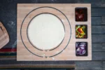 Stort Solo Stove Pi prep-brett i bambus med inngraverte målguider for pizza og tre uttakbare plastbeholdere