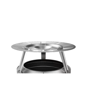 Solo Stove Summit 24 varmedeflektor i rustfritt stål med tre avtakbare ben og stor varmereflekterende flate.