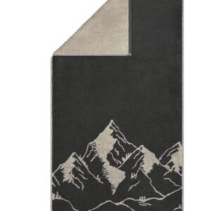 Cawö håndkle i granit med hvitt fjellmotiv og vendbart design.