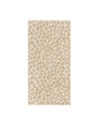 Et håndkle med beige og kremfarget leopardmønster over hele flaten.