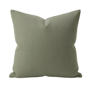 Putetrekk i en harmonisk og støvete grønntone. Putens overflate har et klassisk, veldig fint og tettvevd hundetannsmønster (houndstooth)