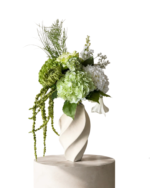 Lekker kunstig Amorgos blomsterbukett satt sammen av nydelige grønne og hvite blomster. Ser ekte ut!