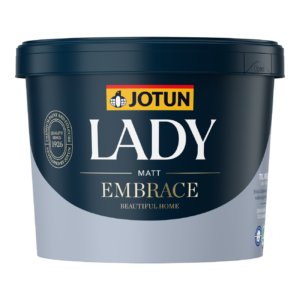 Jotun LADY Embrace er en matt interiørmaling utviklet for å gi et vakkert, jevnt og helhetlig resultat.