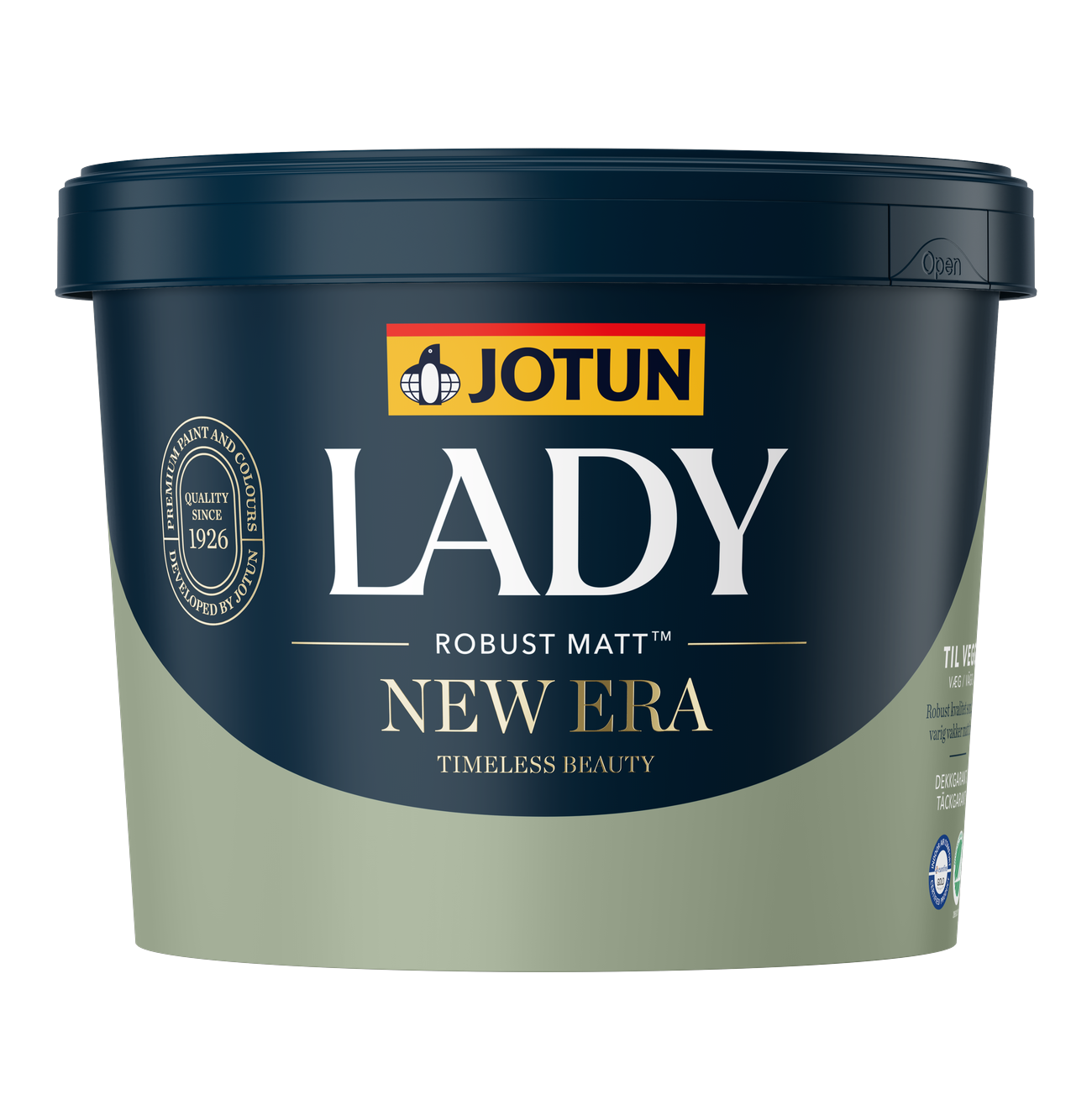 Lady New Era Jotun LADY New Era er en robust, matt interiørmaling som gir en varig og vakker finish.