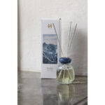 Elegante duftpinner i en stilren glassflaske med trepinner
