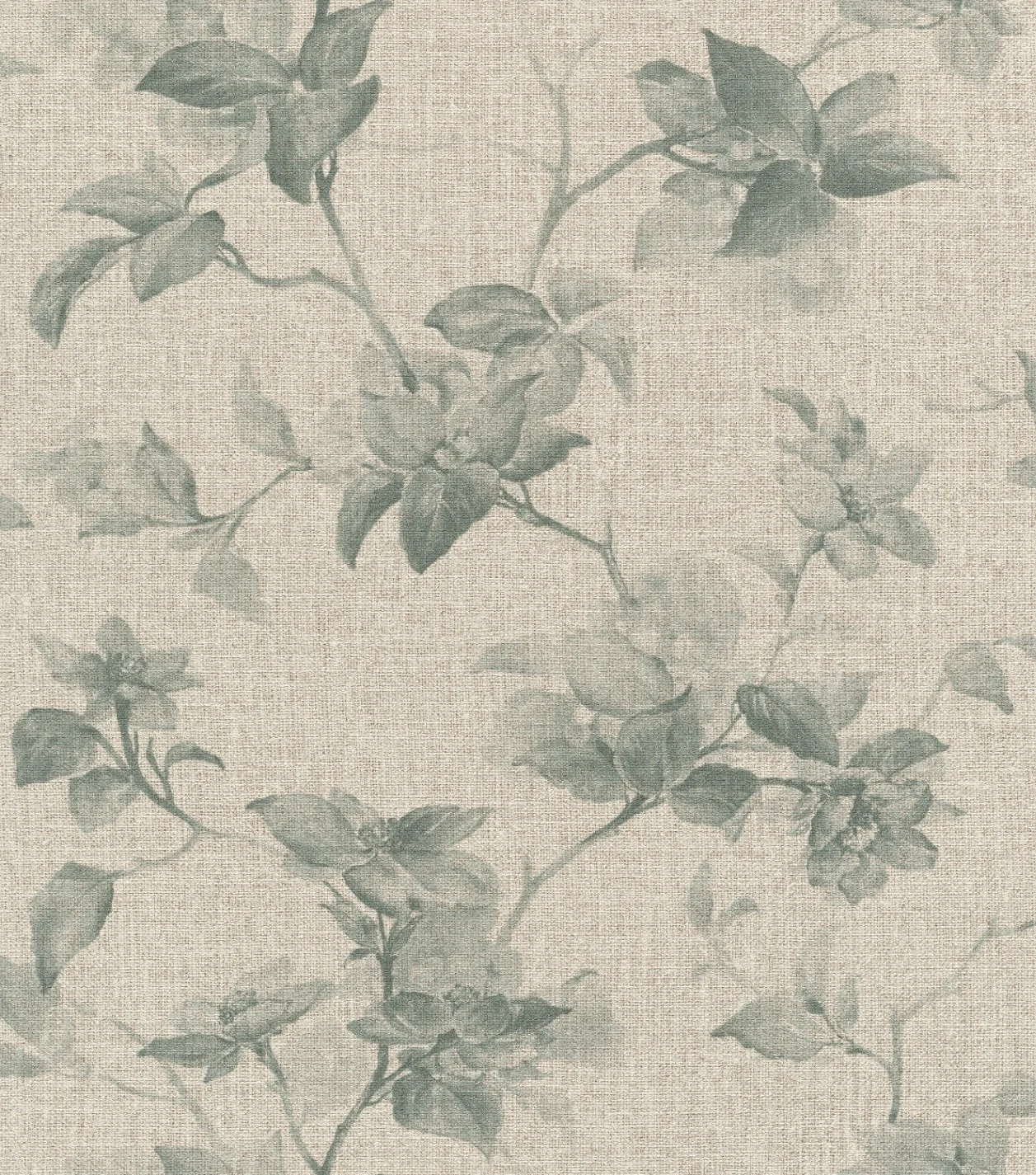 Storeys Atelier Tissé-tapet i et delikat, botanisk mønster med lun tekstilstruktur.