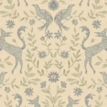 Fibertapet til barnerom med koselig mønster av skogsdyr og naturmotiver fra Tiny Treasures-kolleksjonen.