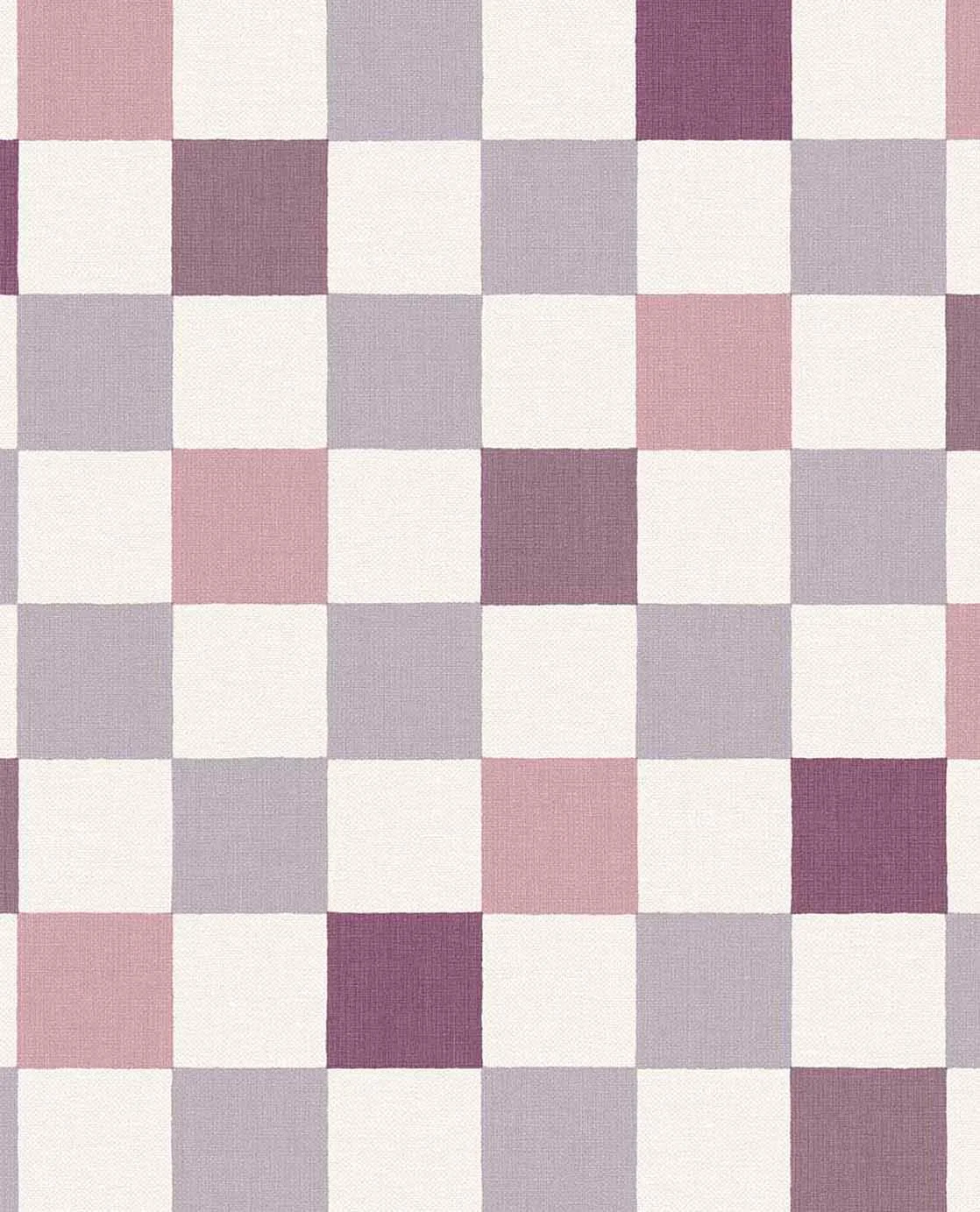 Storeys Tiny Treasures fibertapet med et klassisk sjakkmønster. Designet består av ensfargede ruter som veksler i en lys og en mørkere tone, noe som gir veggen et rolig og strukturert uttrykk til barnerommet.