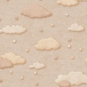 Fibertapet til barnerommet fra Storeys' kolleksjon Tiny Treasures med et lekent, svevende skymønster fordelt over en glatt bakgrunn.