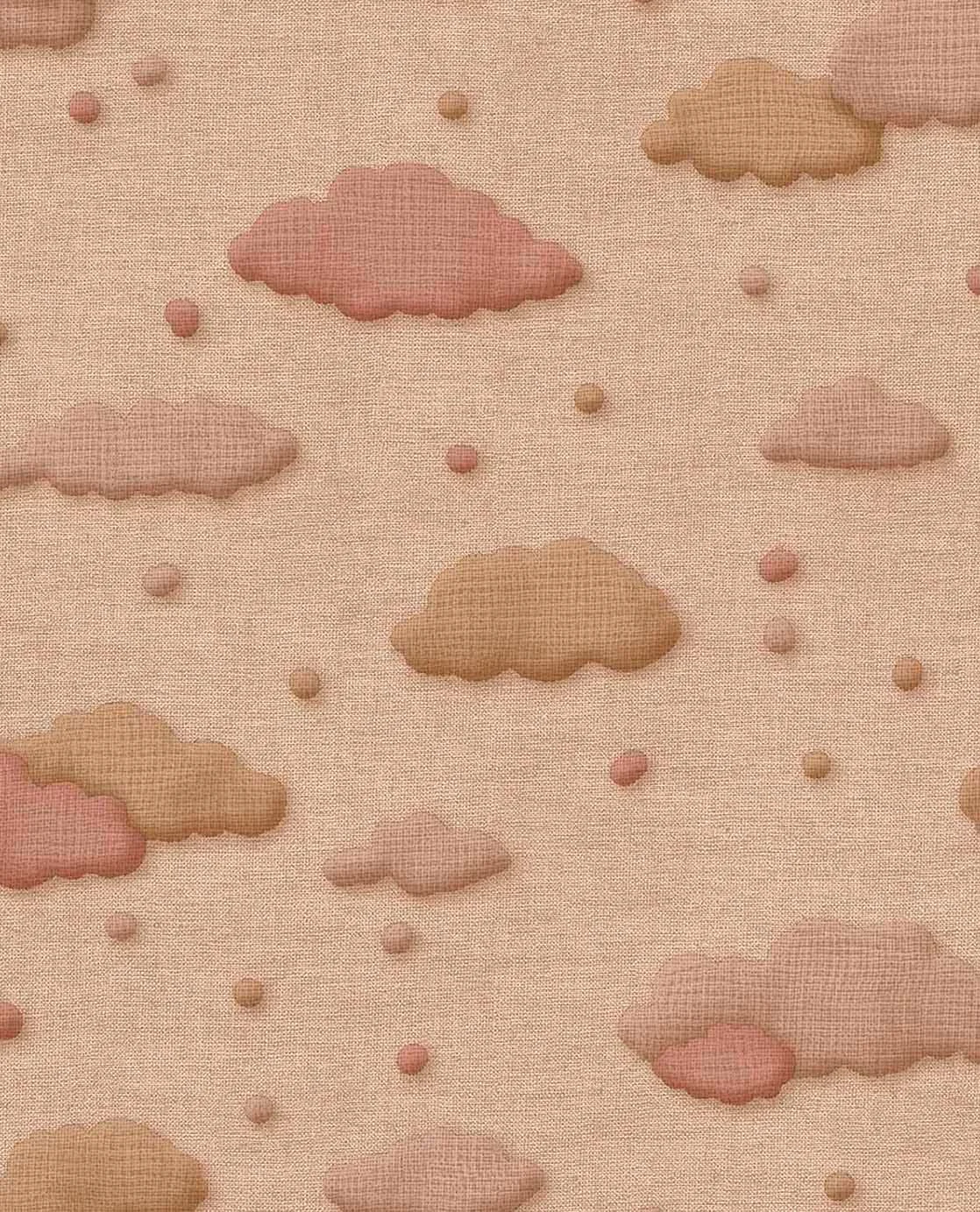 Fibertapet til barnerommet fra Storeys' kolleksjon Tiny Treasures med et lekent, svevende skymønster fordelt over en glatt bakgrunn.