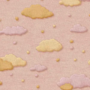 Fibertapet til barnerommet fra Storeys' kolleksjon Tiny Treasures med et lekent, svevende skymønster fordelt over en glatt bakgrunn.